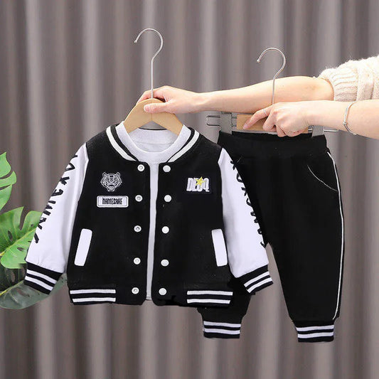 2023 New Kids Baseball Clothing Sets Boys Girls Casual Sports Suit Coat Pant 2Pcs Spring Autumn Thin Baby Tracksuit Outfits 1-4Y
