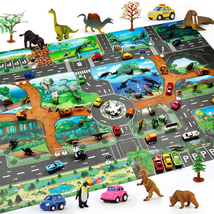 100x130 Kids Playmat Farm Road Portable Map Baby Educational Rugs Toddler Dinosaur Waterproof Play Mat Crawling Non-Toxic Carpet
